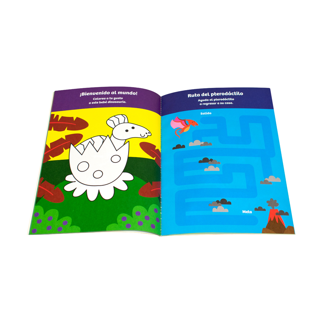 Libro infantil de actividades con calcomanias: dinosaurios