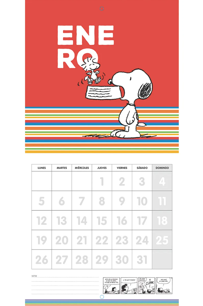 Calendario de pared 2026 Snoopy Dia