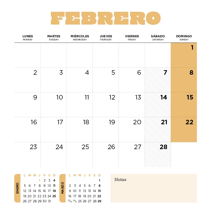 Quino 2026 calendario pared