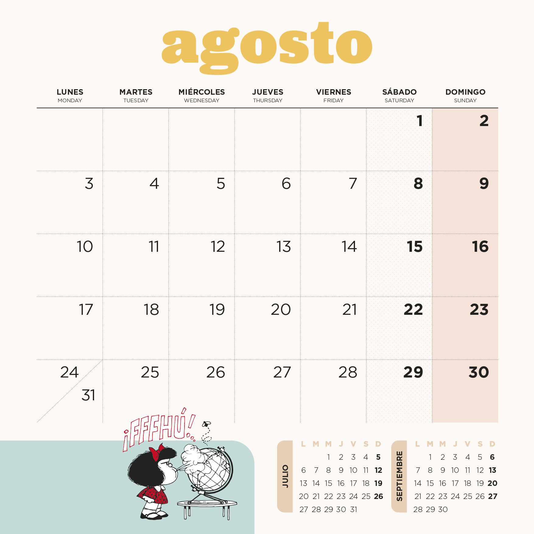 Mafalda 2026 Calendario de Pared