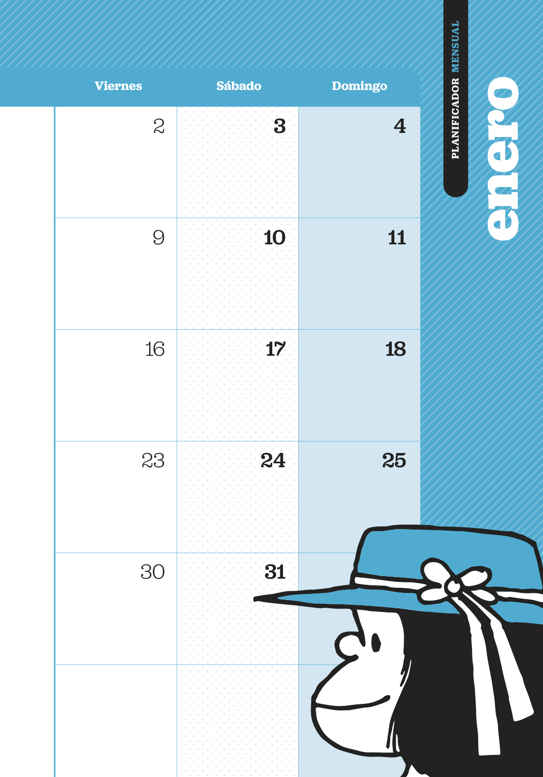 Agenda Mafalda 2026 Encuadernada Verde