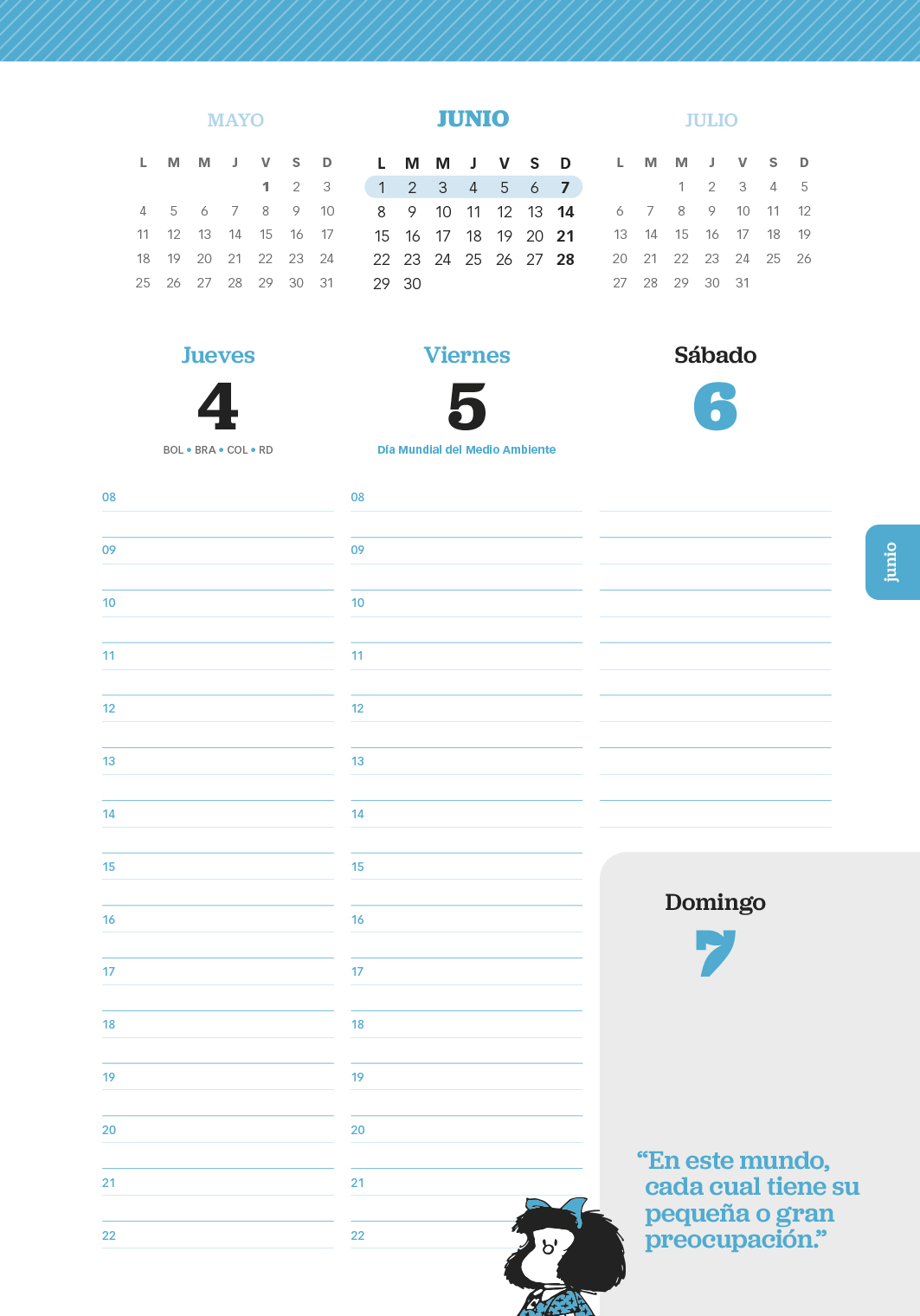 Agenda Mafalda 2026 Encuadernada Verde