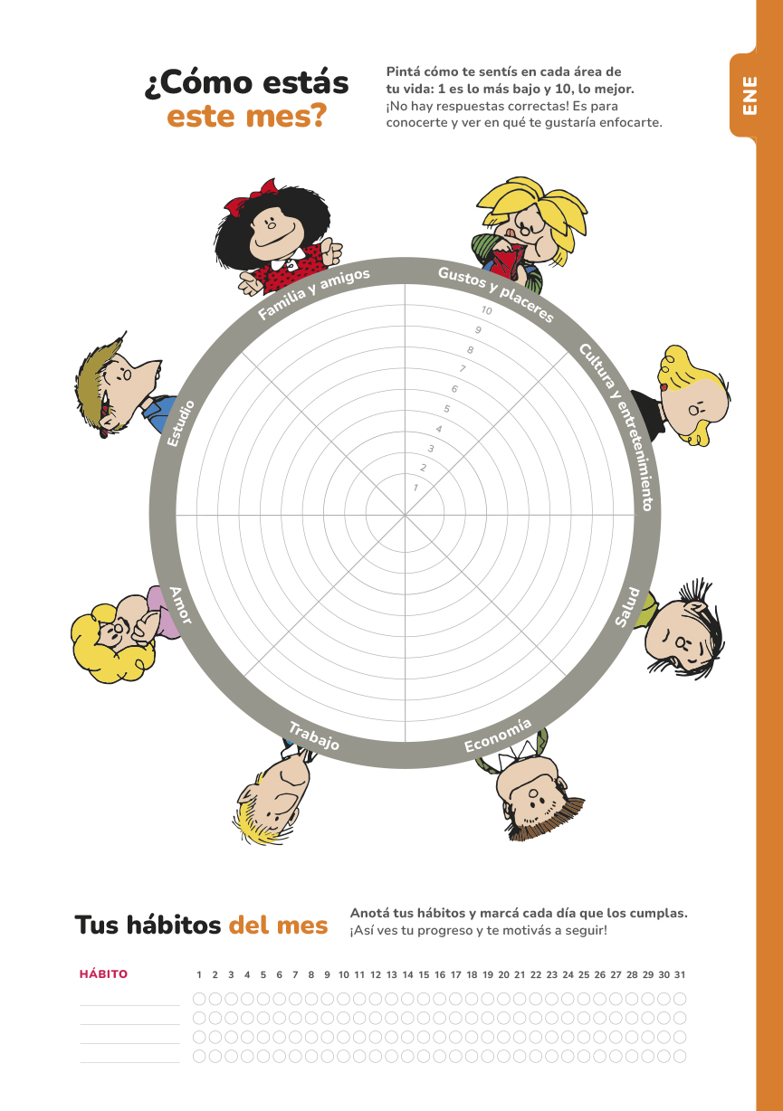 Agenda Mafalda 2026 dia por pagina