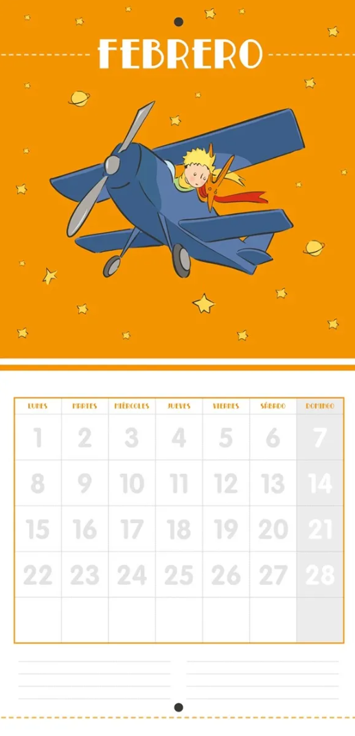 Calendario de pared 2027 El Principito Blanco