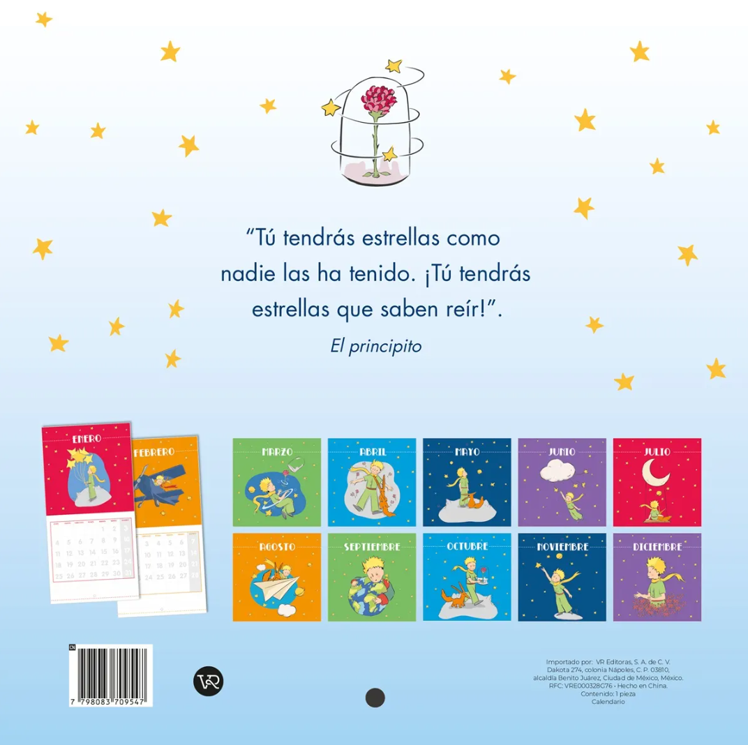 Calendario de pared 2027 El Principito Blanco