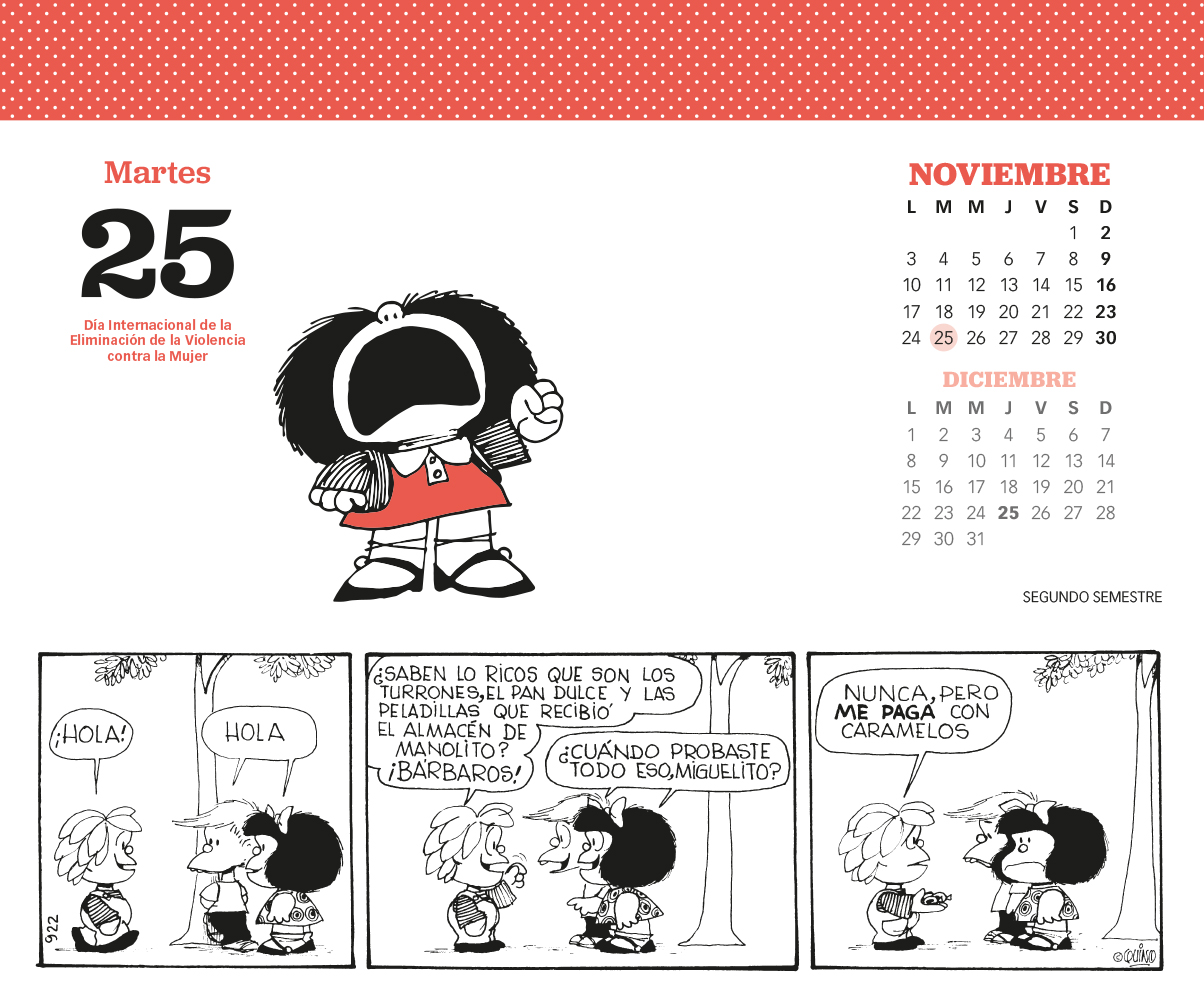 Mafalda 2025 Calendario Caja Rojo