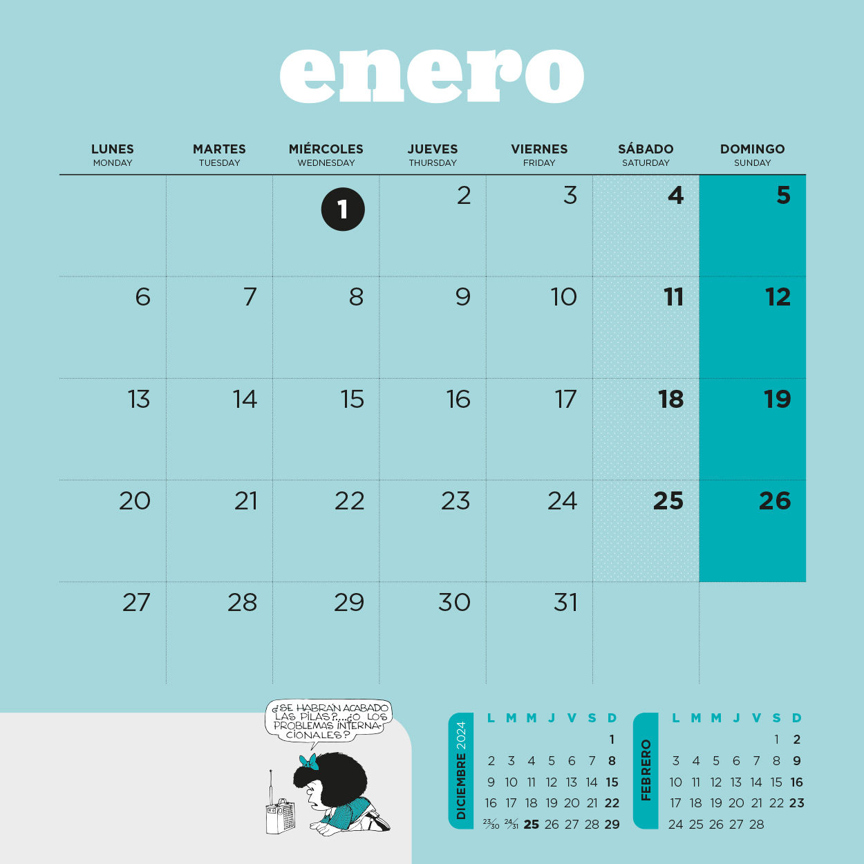 Mafalda 2025 Calendario de pared