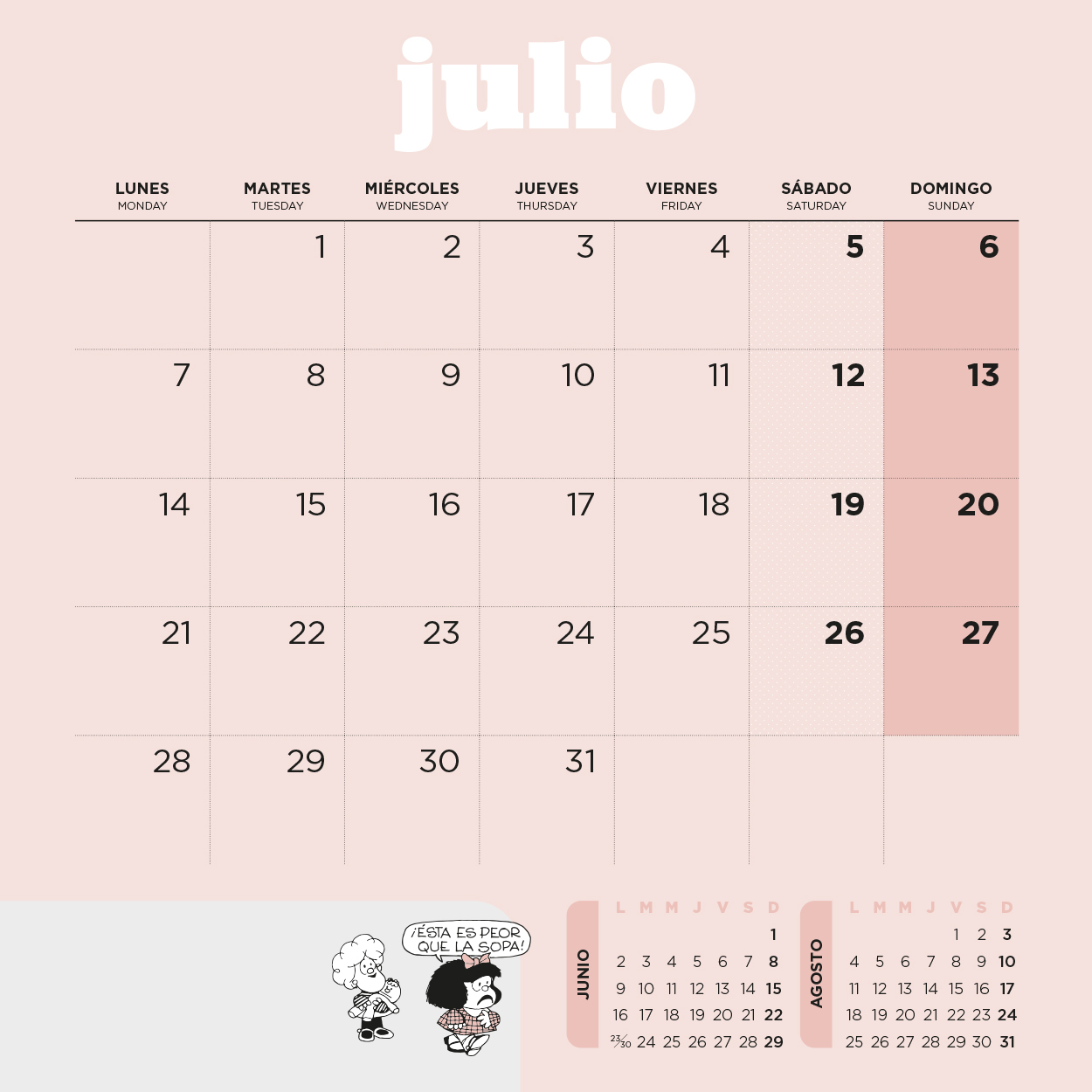 Mafalda 2025 Calendario de pared