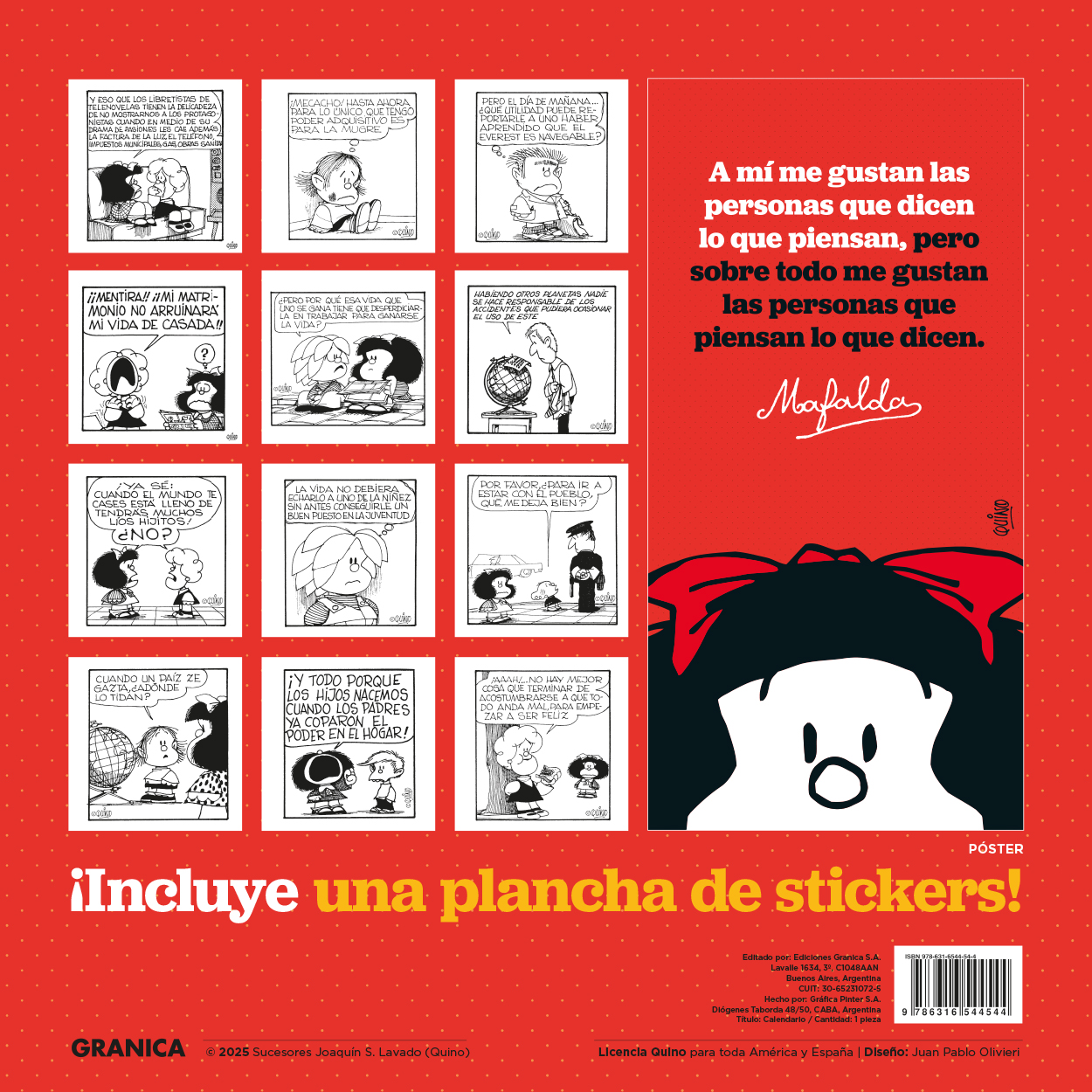 Mafalda 2025 Calendario de pared