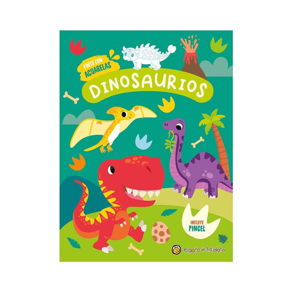 Pinto con acuarelas dinosaurios