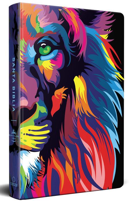 Biblia RVR 1960 letra grande, tamaño manual, tapa dura Leon de Juda arcoiris