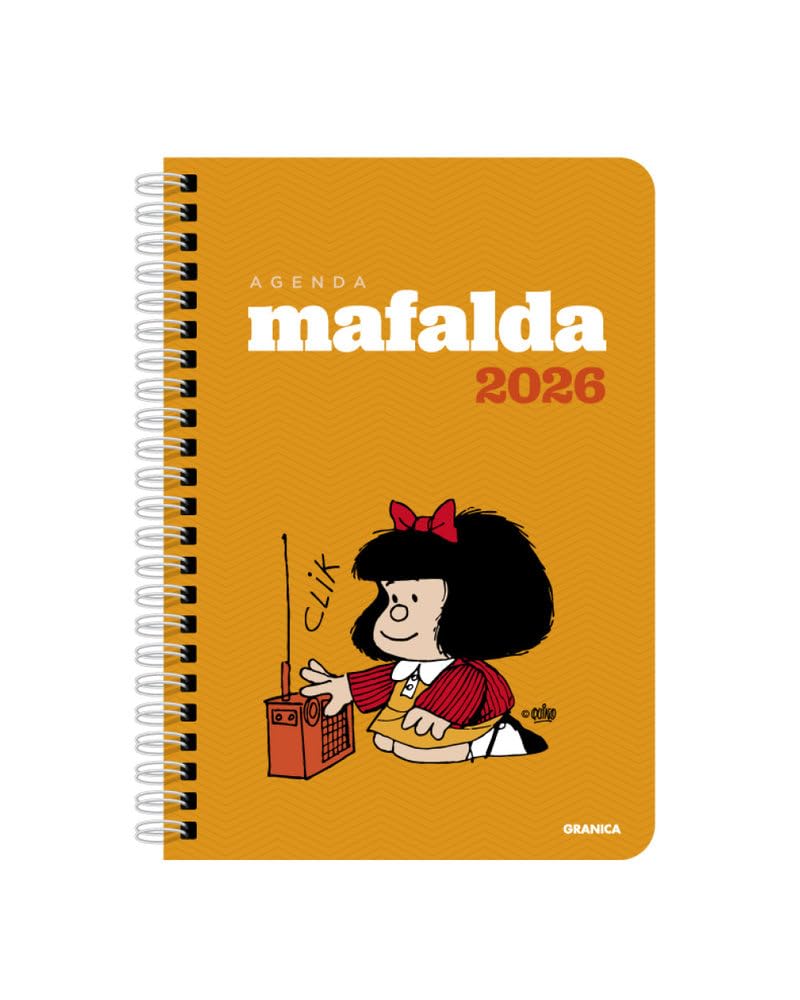 Agenda Mafalda 2026 Anillada Modulos Naranja