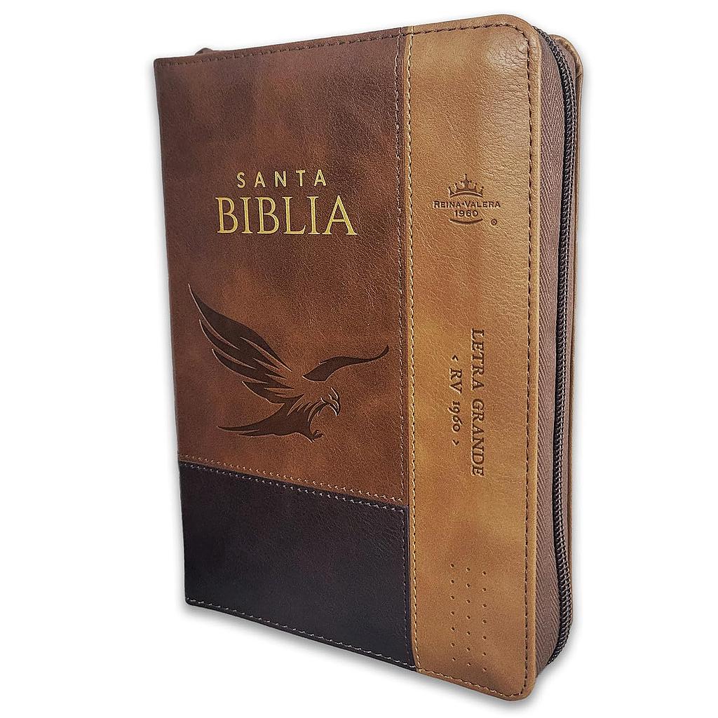 Biblia RVR60 tamaño portatil con cierre letra grande cafe