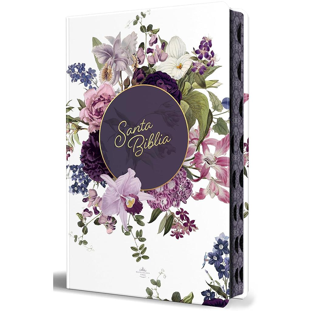 Santa Biblia RVR 1960 letra gigante, tamaño manual, tapa dura, corona de flores con indice