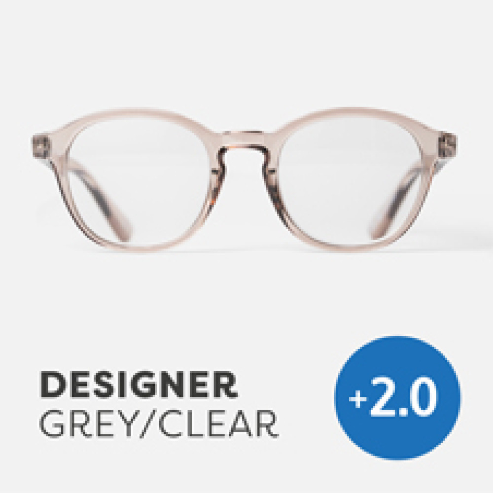 Easy Readers Designer Clear Grey +2.0