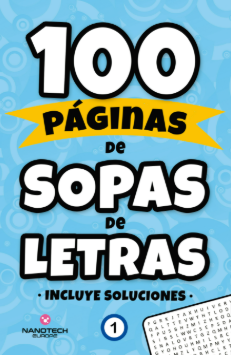 100 Paginas de sopas de letras - portada azul